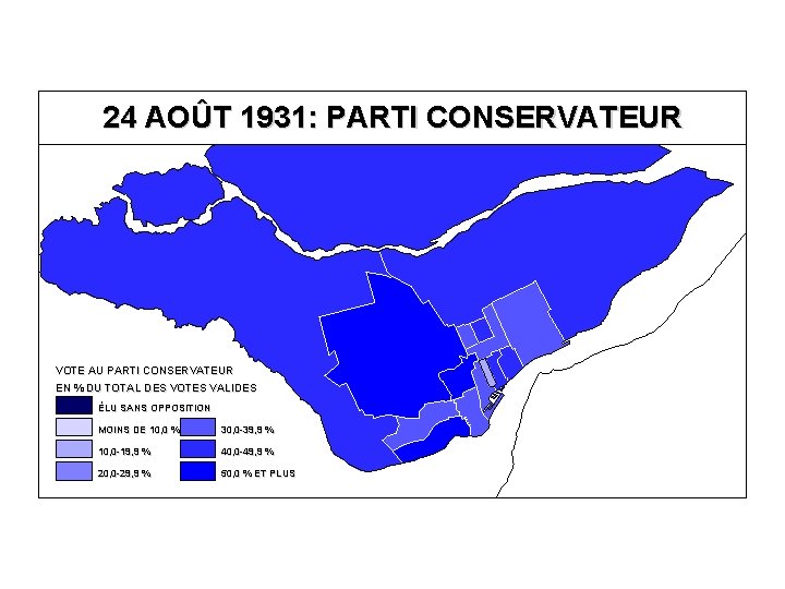 24 AOÛT 1931: PARTI CONSERVATEUR VOTE AU PARTI CONSERVATEUR EN % DU TOTAL DES