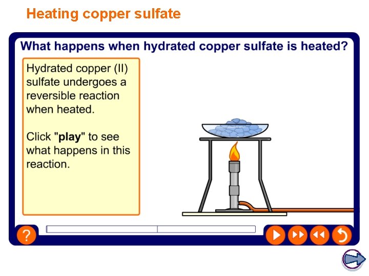 Heating copper sulfate 