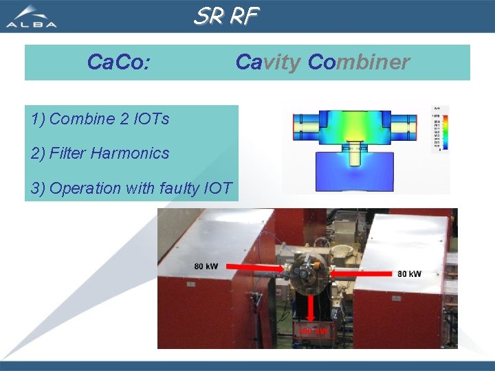 SR RF Ca. Co: 1) Combine 2 IOTs 2) Filter Harmonics 3) Operation with