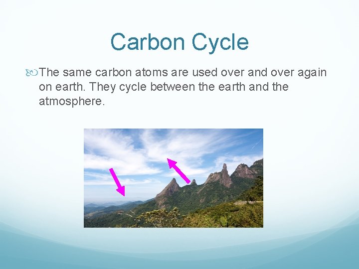Carbon Cycle The same carbon atoms are used over and over again on earth.