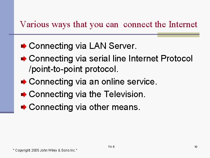 Various ways that you can connect the Internet Connecting via LAN Server. Connecting via