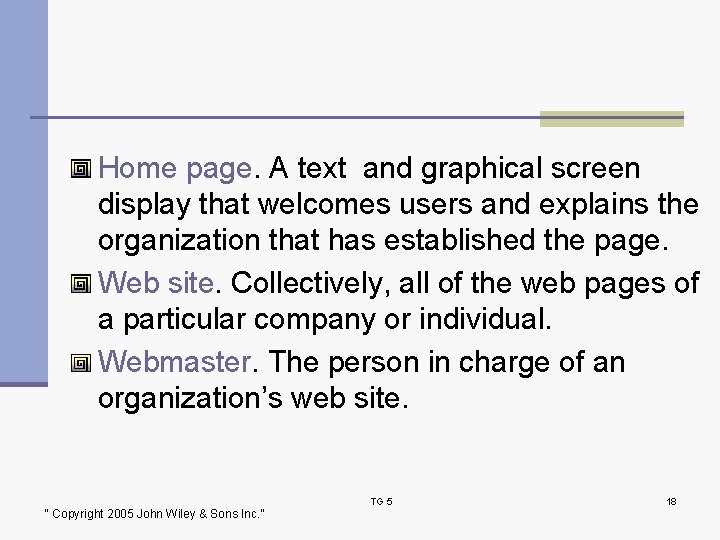 Home page. A text and graphical screen display that welcomes users and explains the