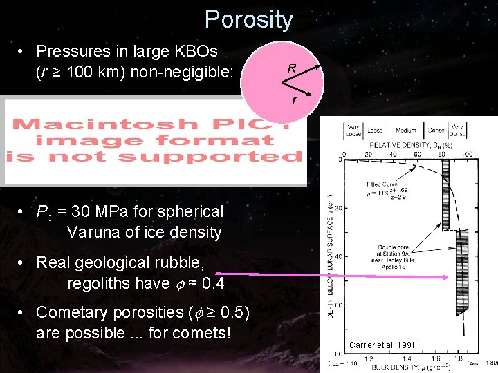 Porosity • Pressures in large KBOs (r ≥ 100 km) non-negigible: R r •