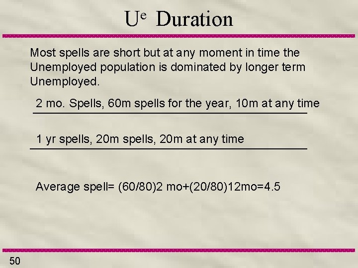 e U Duration Most spells are short but at any moment in time the
