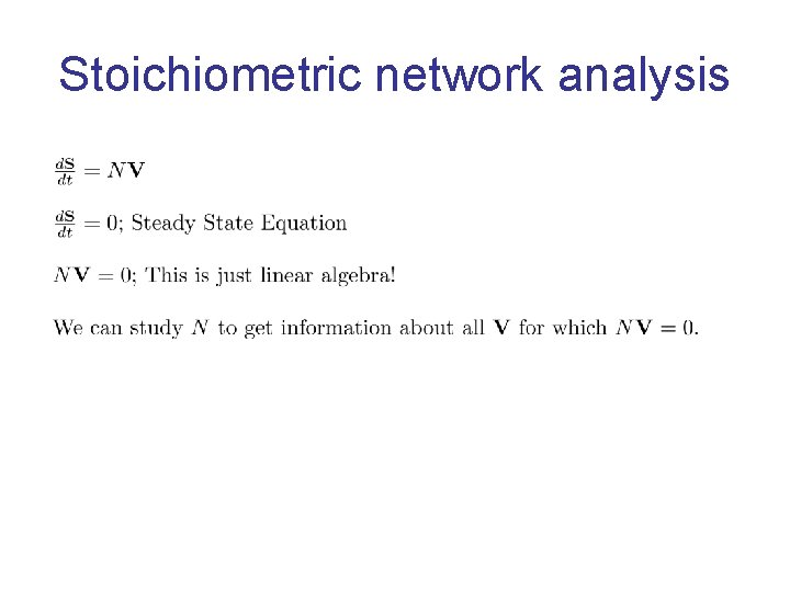 Stoichiometric network analysis 