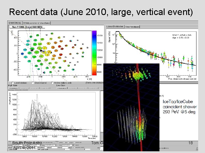 Recent data (June 2010, large, vertical event) South Pole Astro April 4, 2011 Tom