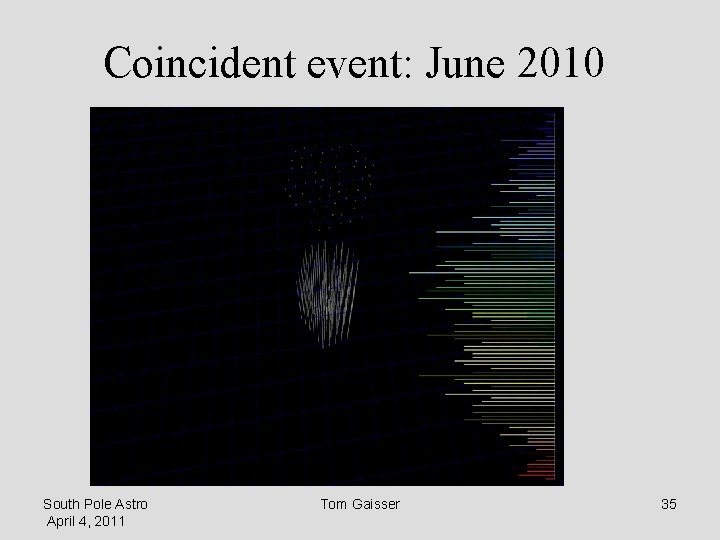 Coincident event: June 2010 South Pole Astro April 4, 2011 Tom Gaisser 35 