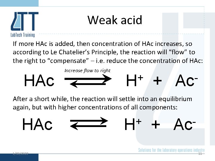Weak acid If more HAc is added, then concentration of HAc increases, so according Weak acid If more HAc is added, then concentration of HAc increases, so according