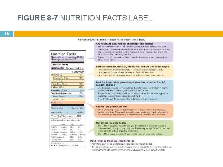 FIGURE 8 -7 NUTRITION FACTS LABEL 56 