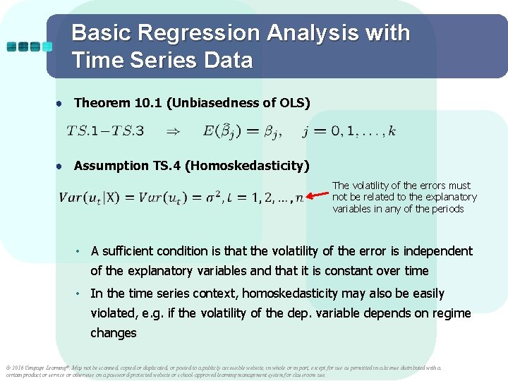 Basic Regression Analysis with Time Series Data ● Theorem 10. 1 (Unbiasedness of OLS) Basic Regression Analysis with Time Series Data ● Theorem 10. 1 (Unbiasedness of OLS)