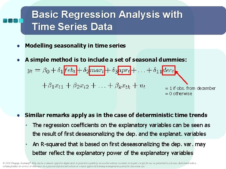 Basic Regression Analysis with Time Series Data ● Modelling seasonality in time series ● Basic Regression Analysis with Time Series Data ● Modelling seasonality in time series ●