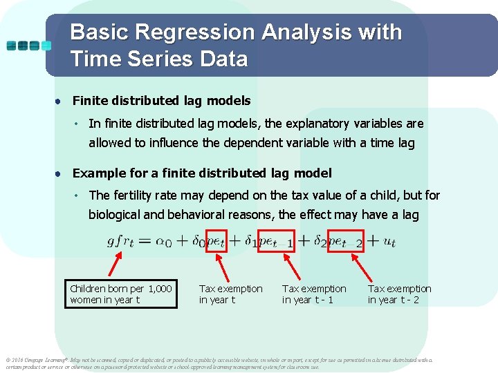 Basic Regression Analysis with Time Series Data ● Finite distributed lag models • In Basic Regression Analysis with Time Series Data ● Finite distributed lag models • In