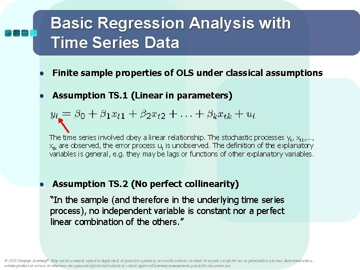 Basic Regression Analysis with Time Series Data ● Finite sample properties of OLS under Basic Regression Analysis with Time Series Data ● Finite sample properties of OLS under