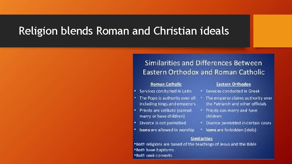 Religion blends Roman and Christian ideals 