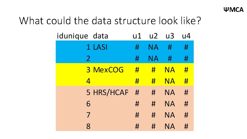 What could the data structure look like? ΨMCA 