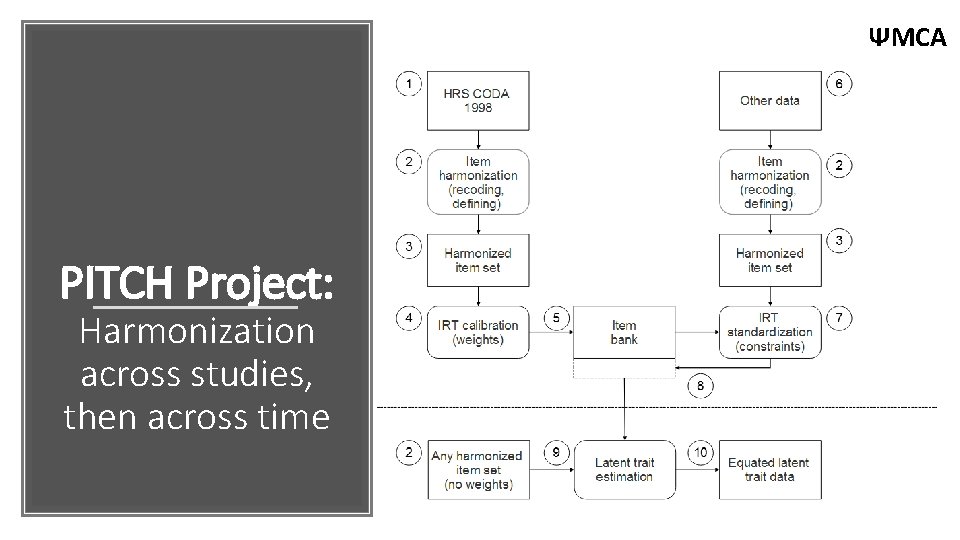 ΨMCA PITCH Project: Harmonization across studies, then across time 