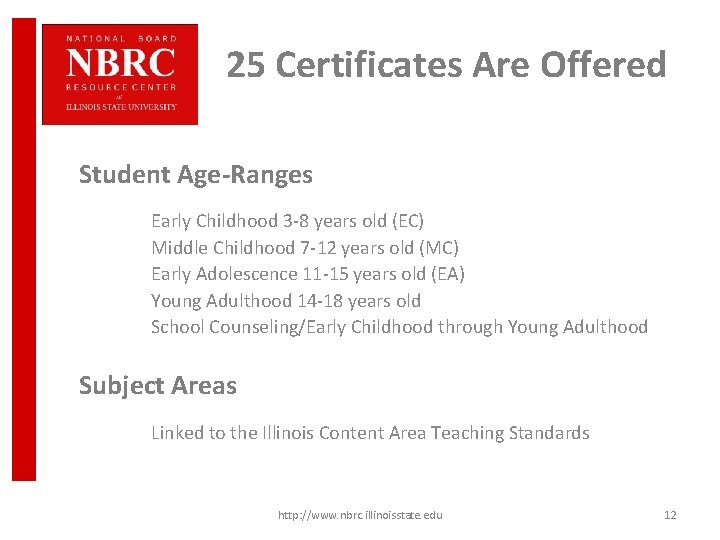 25 Certificates Are Offered Student Age-Ranges Early Childhood 3 -8 years old (EC) Middle