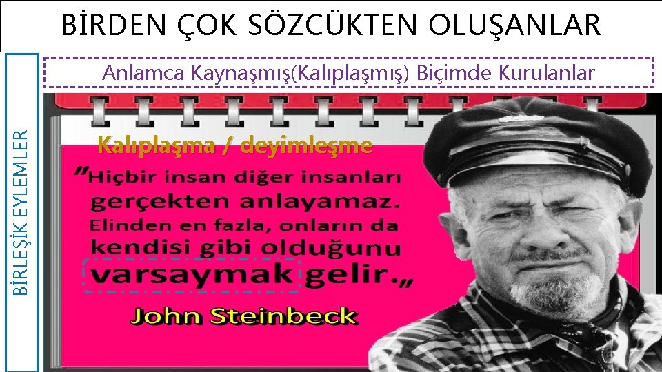 BİRDEN ÇOK SÖZCÜKTEN OLUŞANLAR BİRLEŞİK EYLEMLER Anlamca Kaynaşmış(Kalıplaşmış) Biçimde Kurulanlar Kalıplaşma / deyimleşme. 