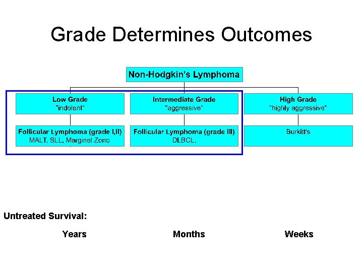 Grade Determines Outcomes Untreated Survival: Years Months Weeks 