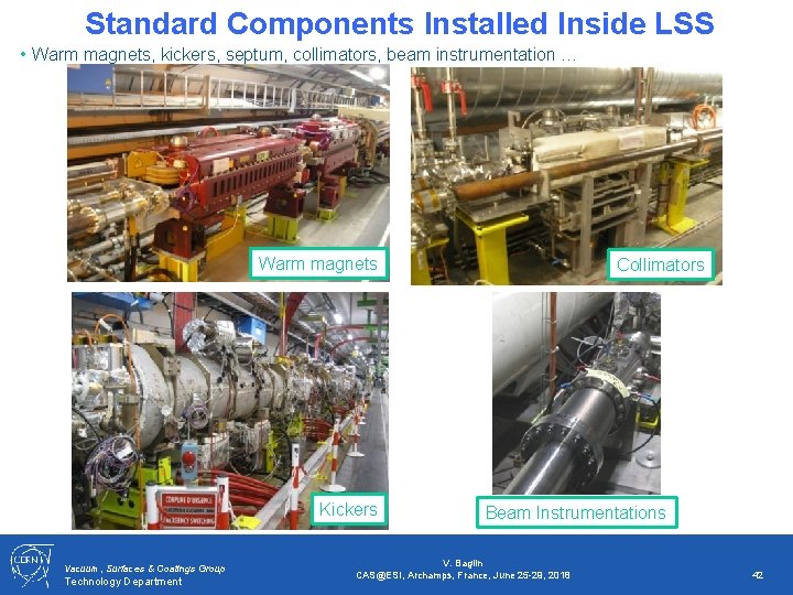 Installed Inside LSS Standard Vacuum Components Sectors • Warm magnets, kickers, septum, collimators, beam