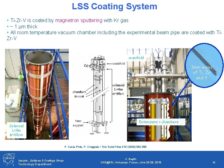 LSS Coating System • Ti-Zr-V is coated by magnetron sputtering with Kr gas •