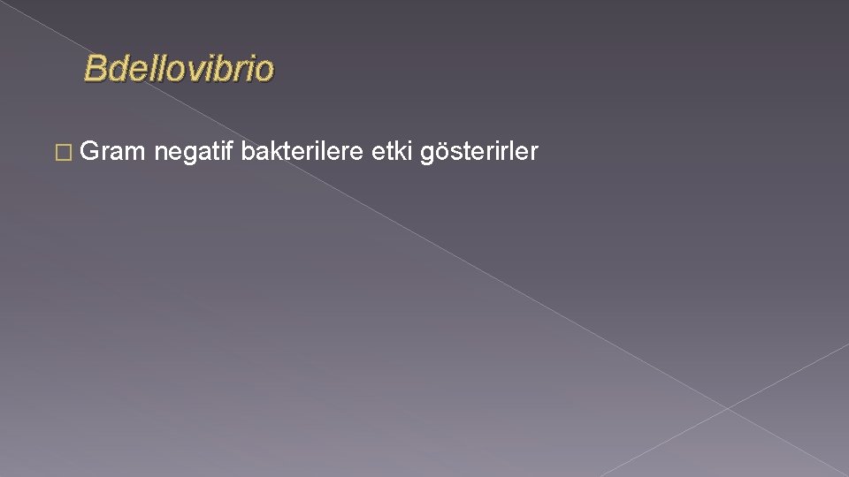 Bdellovibrio � Gram negatif bakterilere etki gösterirler 