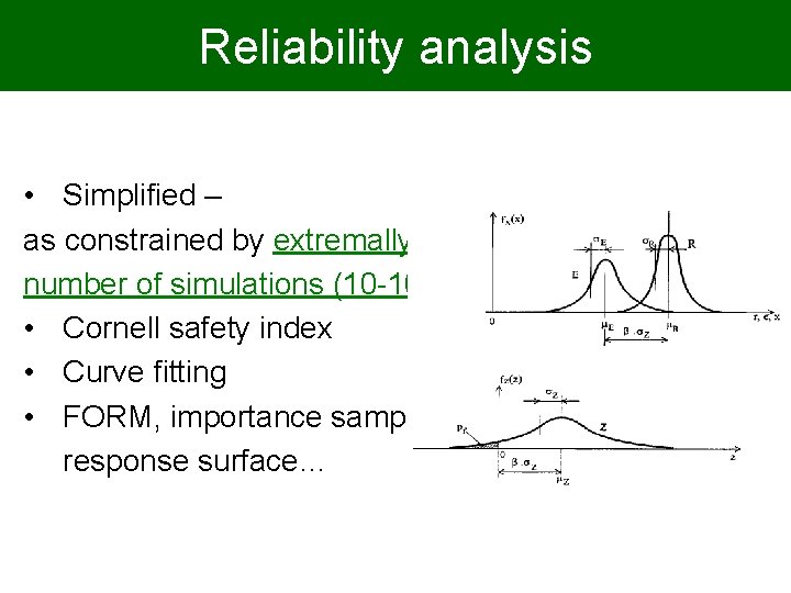 Reliability analysis • Simplified – as constrained by extremally small number of simulations (10