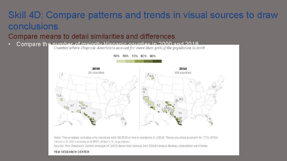 Skill 4 D: Compare patterns and trends in visual sources to draw conclusions. Compare