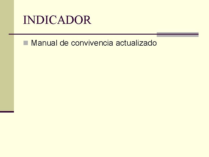 INDICADOR n Manual de convivencia actualizado 