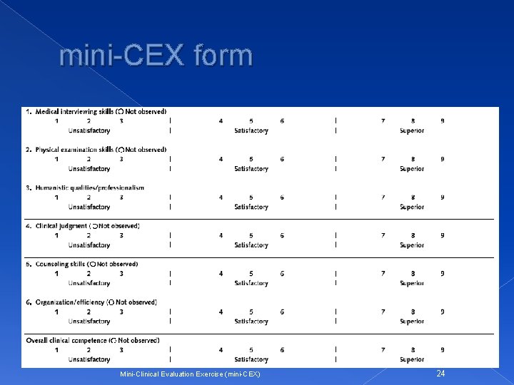 mini-CEX form Mini-Clinical Evaluation Exercise (mini-CEX) 24 