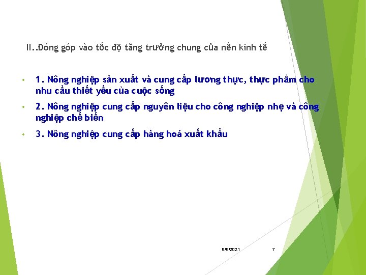 II. . Đóng góp vào tốc độ tăng trưởng chung của nền kinh tế