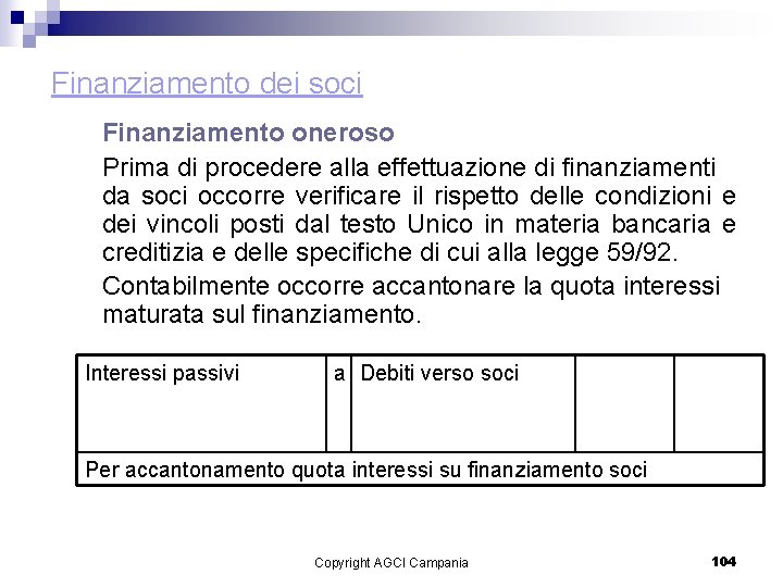 Finanziamento dei soci Finanziamento oneroso Prima di procedere alla effettuazione di finanziamenti da soci