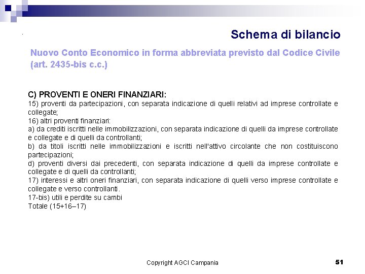 Schema di bilancio . Nuovo Conto Economico in forma abbreviata previsto dal Codice Civile