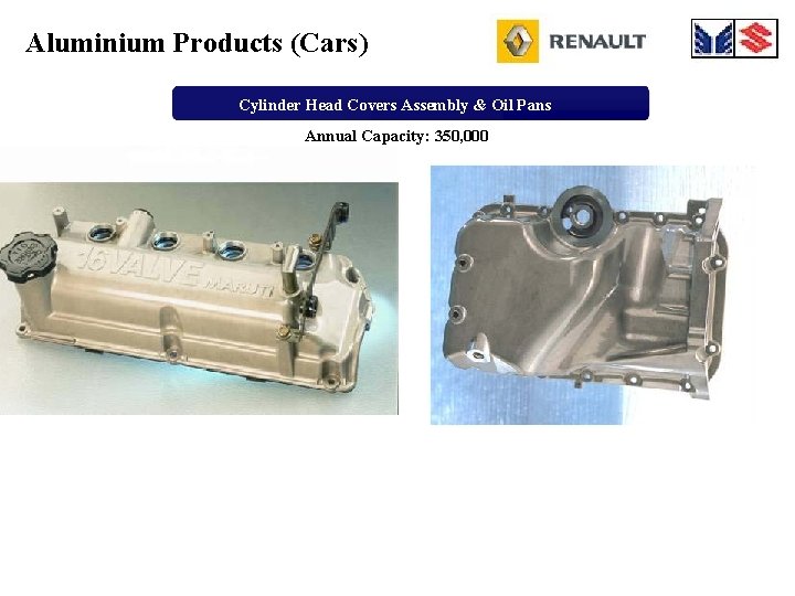 Aluminium Products (Cars) Cylinder Head Covers Assembly & Oil Pans Annual Capacity: 350, 000