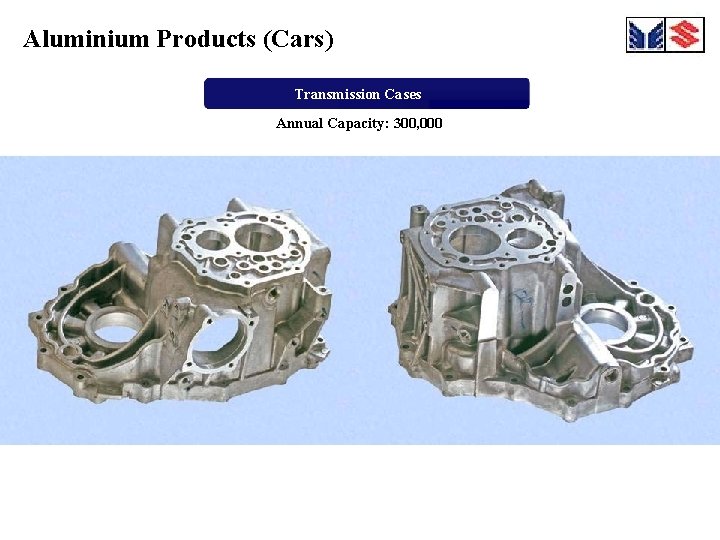 Aluminium Products (Cars) Transmission Cases Annual Capacity: 300, 000 