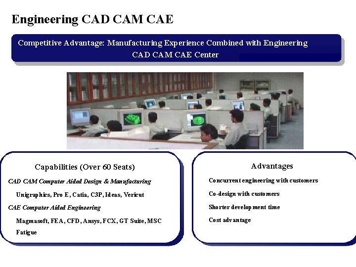 Engineering CAD CAM CAE Competitive Advantage: Manufacturing Experience Combined with Engineering CAD CAM CAE