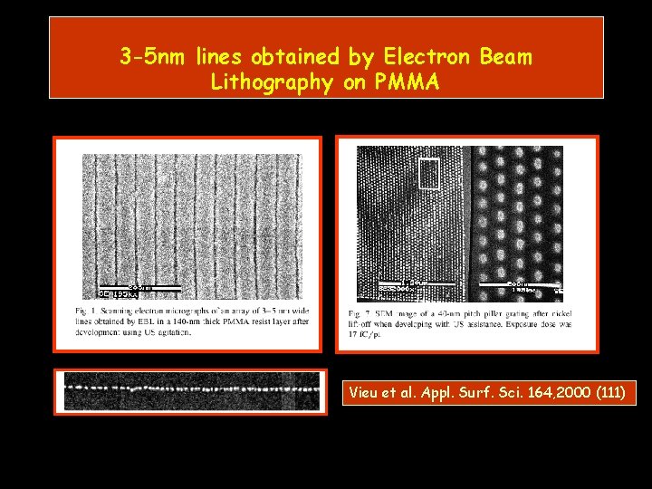 3 -5 nm lines obtained by Electron Beam Lithography on PMMA Vieu et al.
