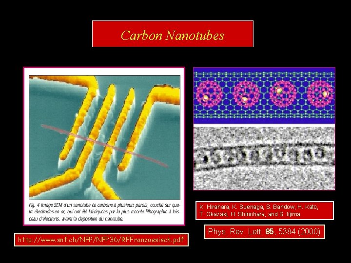 Carbon Nanotubes K. Hirahara, K. Suenaga, S. Bandow, H. Kato, T. Okazaki, H. Shinohara,