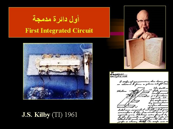  ﺃﻮﻝ ﺩﺍﺋﺮﺓ ﻣﺪﻣﺠﺔ First Integrated Circuit J. S. Kilby (TI) 1961 