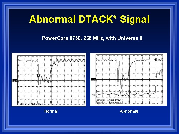 Abnormal DTACK* Signal Power. Core 6750, 266 MHz, with Universe II Normal Abnormal 