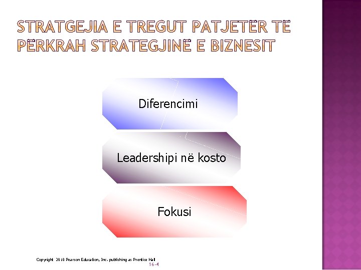 Diferencimi Leadershipi në kosto Fokusi Copyright 2010 Pearson Education, Inc. publishing as Prentice Hall