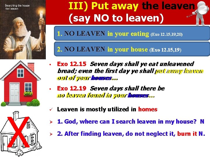 III) Put away the leaven (say NO to leaven) 1. NO LEAVEN in your