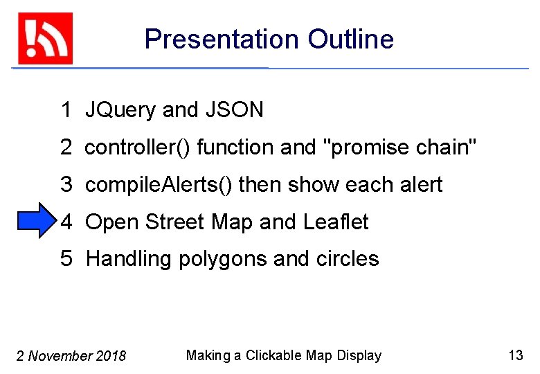 Presentation Outline 1 JQuery and JSON 2 controller() function and "promise chain" 3 compile.