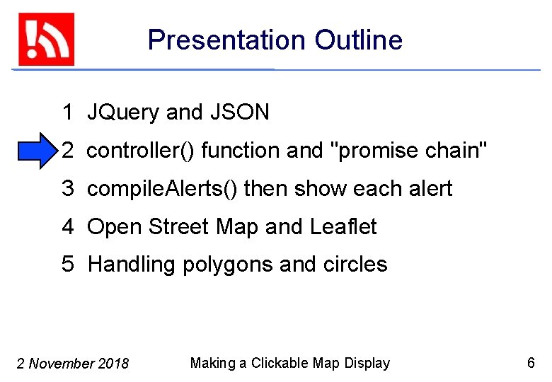 Presentation Outline 1 JQuery and JSON 2 controller() function and "promise chain" 3 compile.