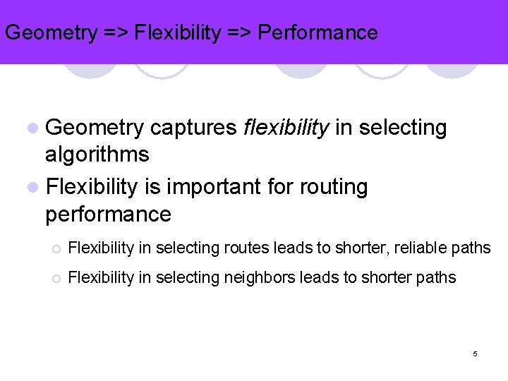 Geometry => Flexibility => Performance l Geometry captures flexibility in selecting algorithms l Flexibility