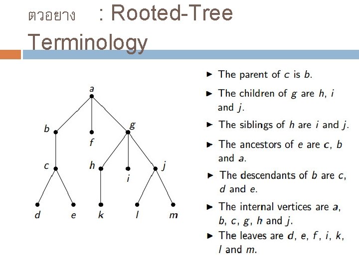 ตวอยาง : Rooted-Tree Terminology 