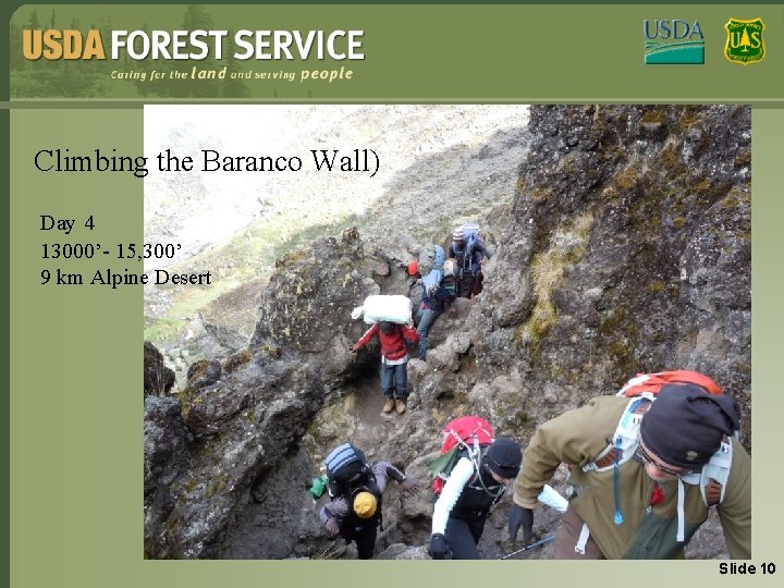 Climbing the Baranco Wall) Day 4 13000’- 15, 300’ 9 km Alpine Desert Slide