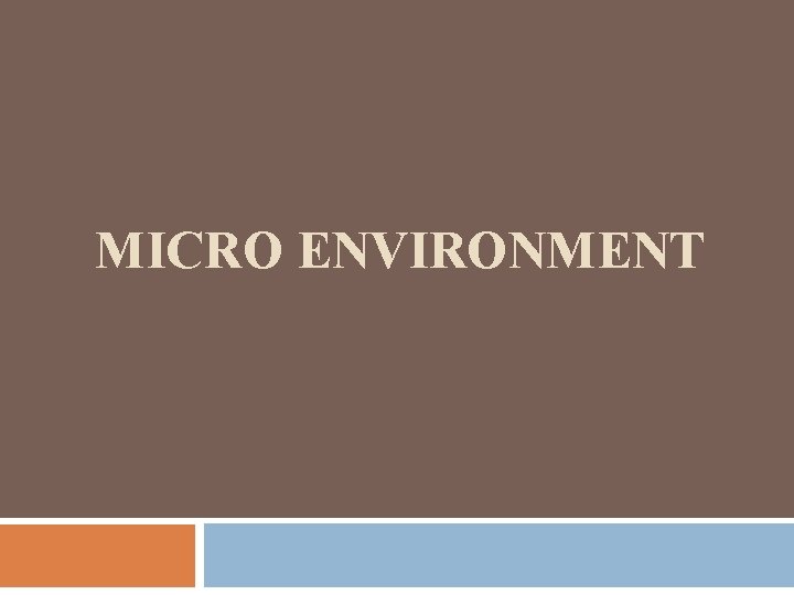 MICRO ENVIRONMENT 