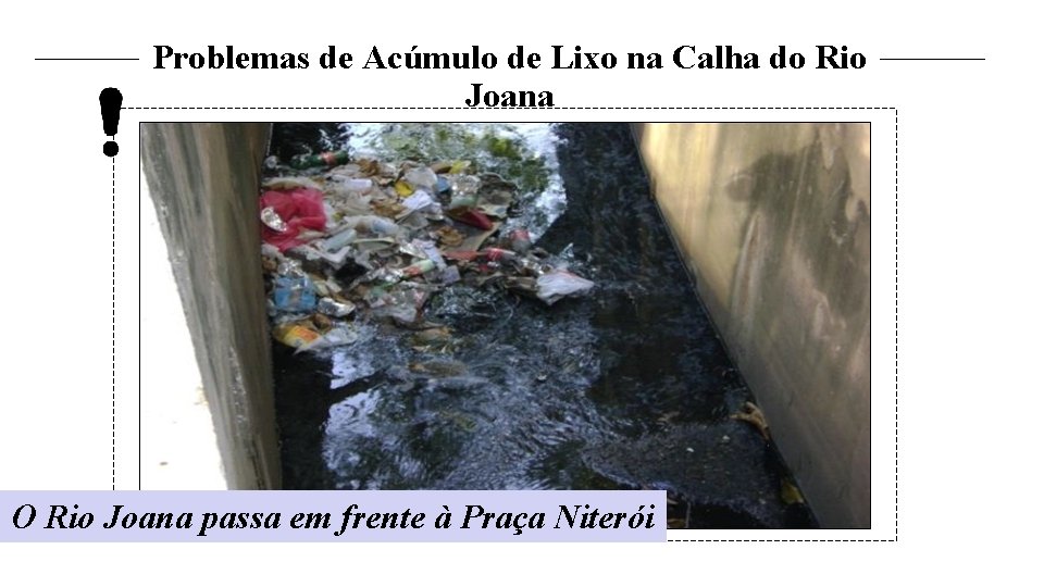 Problemas de Acúmulo de Lixo na Calha do Rio Joana O Rio Joana passa