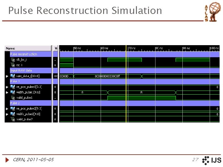 Pulse Reconstruction Simulation CERN, 2011 -05 -05 27 